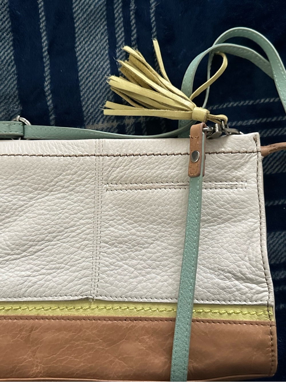 The Sak Leather Colorblock Crossbody in Ivory, Tan & Yellow Accent - Picture 8 of 8